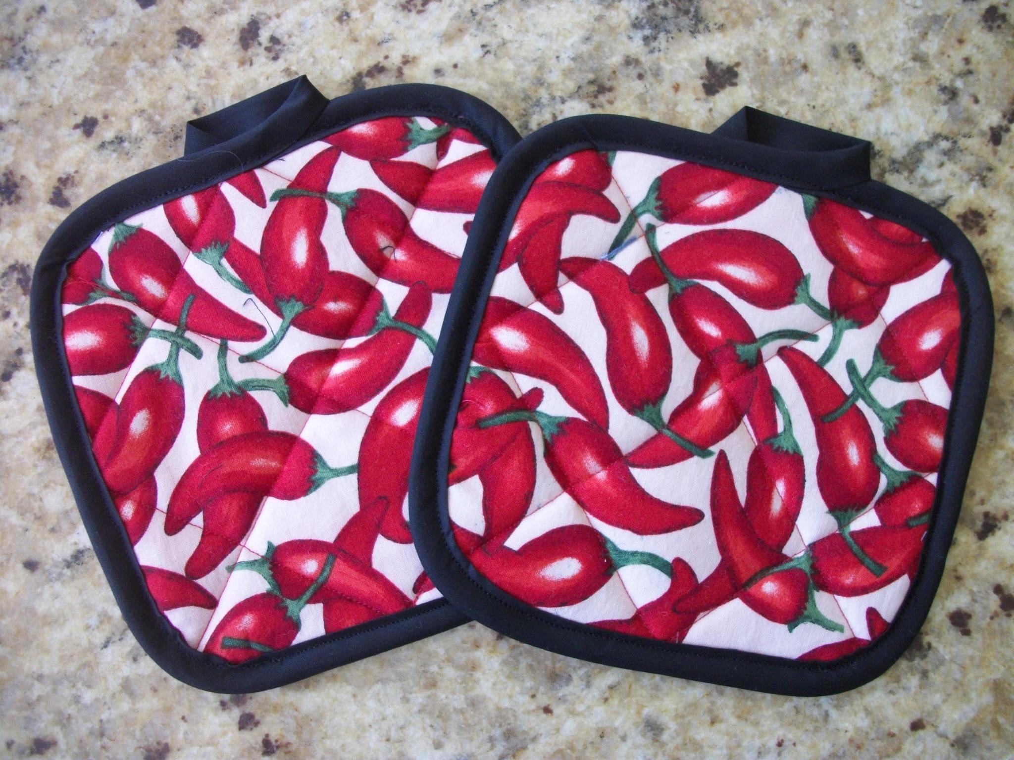 Potholders set of Two Chili peppers 