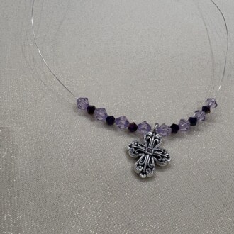Purple cross necklace