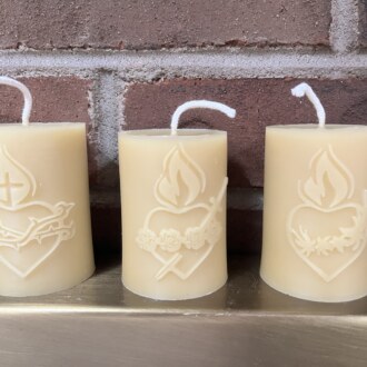 Holy Family Hearts mini candle set