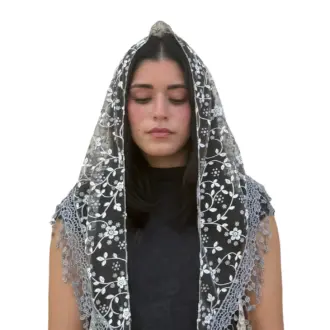 Cherry Blossom Grey Chapel Veil