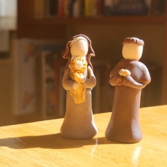 Mini St. Francis and St. Clare Figurines