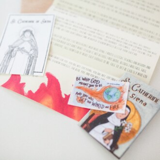 St. Catherine of Siena Letter Bundle, Hand-Illustrated Saint Letter, Prayer Card + Zine
