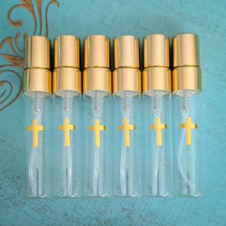 Holy Water Spray Bottles – Set of 6 Glass Bottles – For Home, Purse, Church, or Gifting