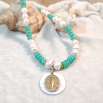 Stella Maris Chrysoprase and Freshwater Pearl Necklace