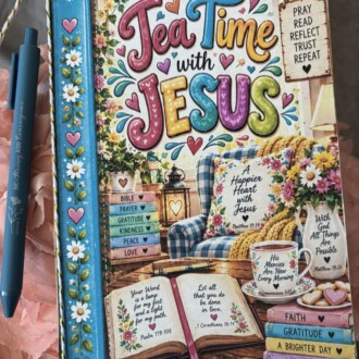 Handcrafted Tea Time with Jesus Prayer Journal – Cozy Cottage Garden Devotional Notebook